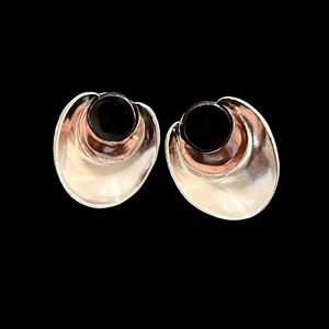 Antonio Pineda vintage sterling silver onyx and copper earrings